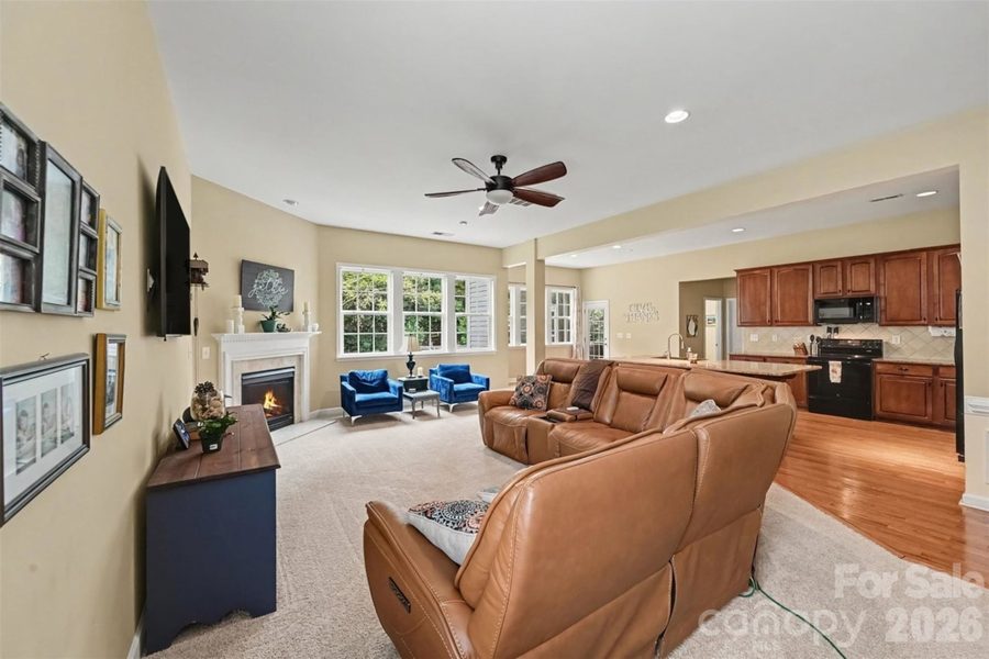 Living room with fireplace