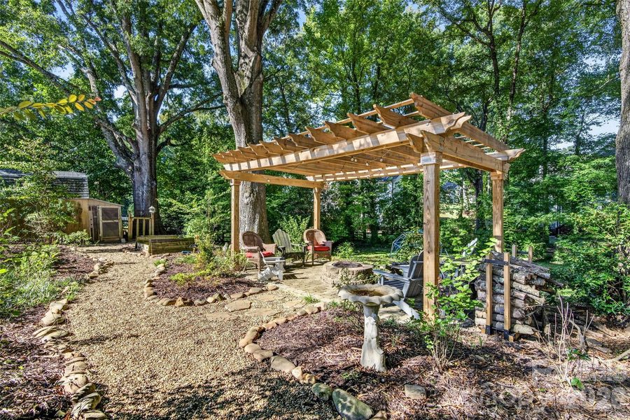 Backyard pergola and garden