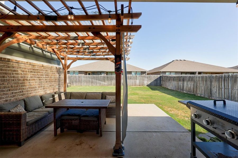 Backyard pergola over the patio
