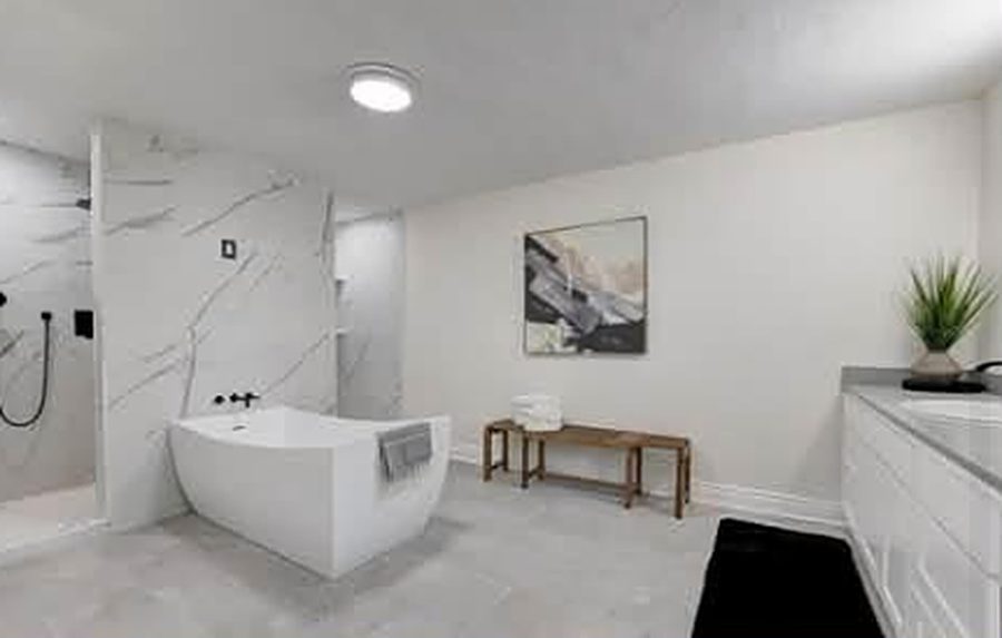 Primary bath with freestanding tub